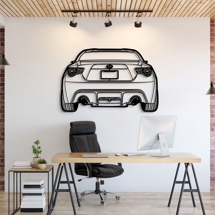 2016 BRZ Back View Metal Car Wall Art — precision-cut steel wall art