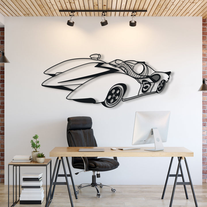 Speed Racer Mach 5 Metal Car Silhouett — precision-cut steel wall art