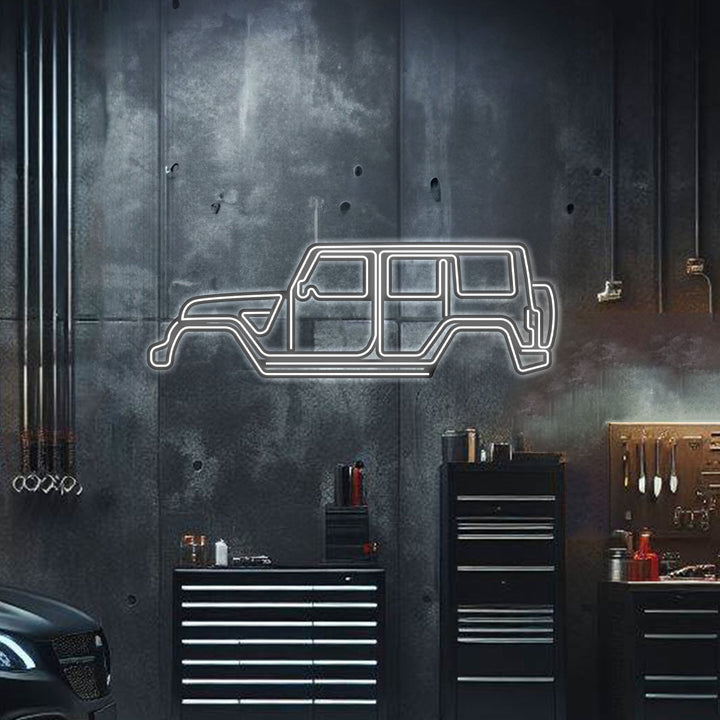 Wrangler Metal Neon Car Wall Art — precision-cut steel wall art