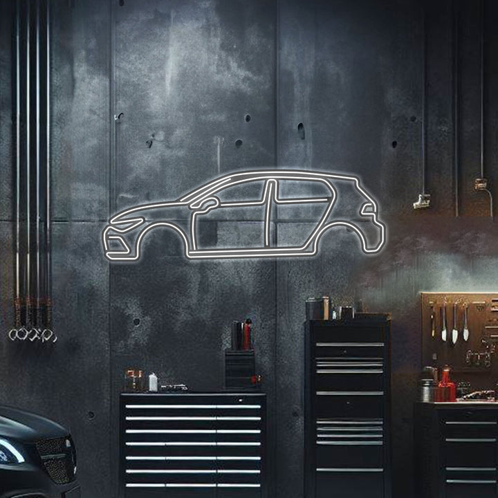 Golf GTI Metal Neon Car Wall Art — precision-cut steel wall art