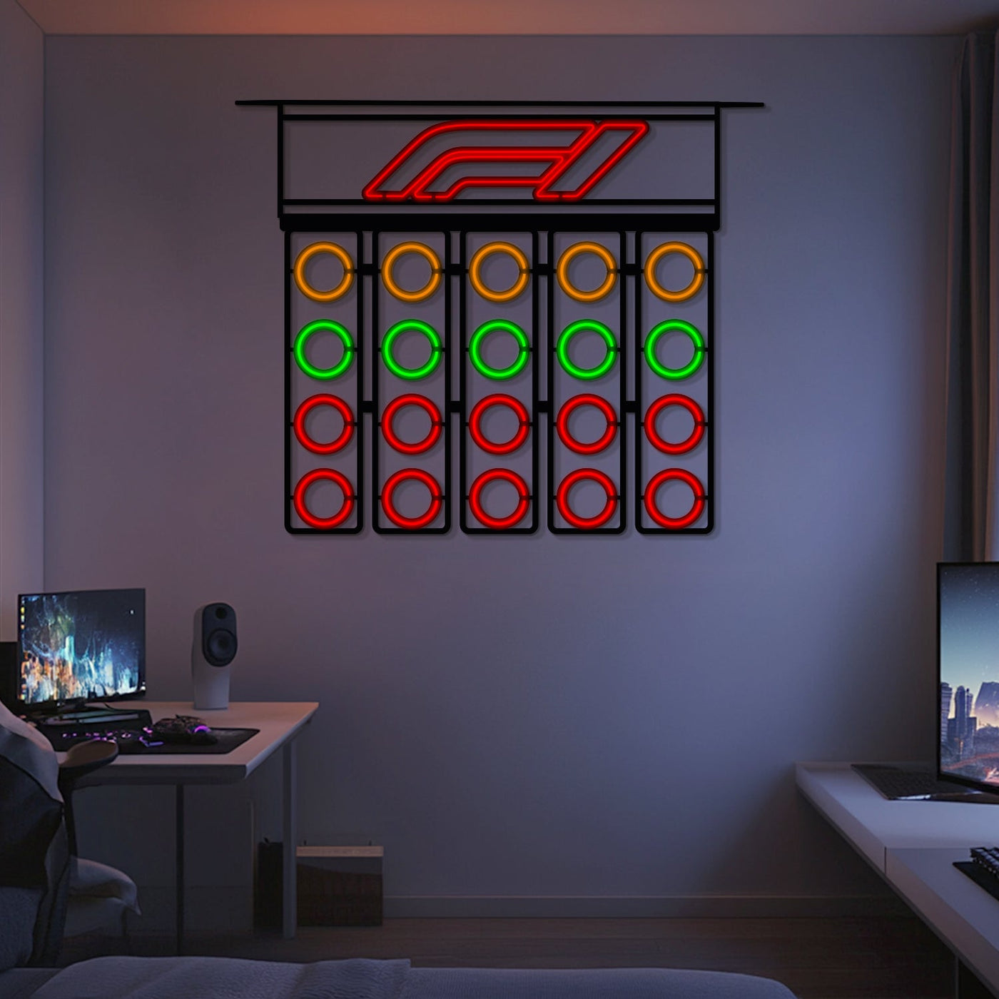 Iconic Formula 1 Lights Metal Neon Wall Art