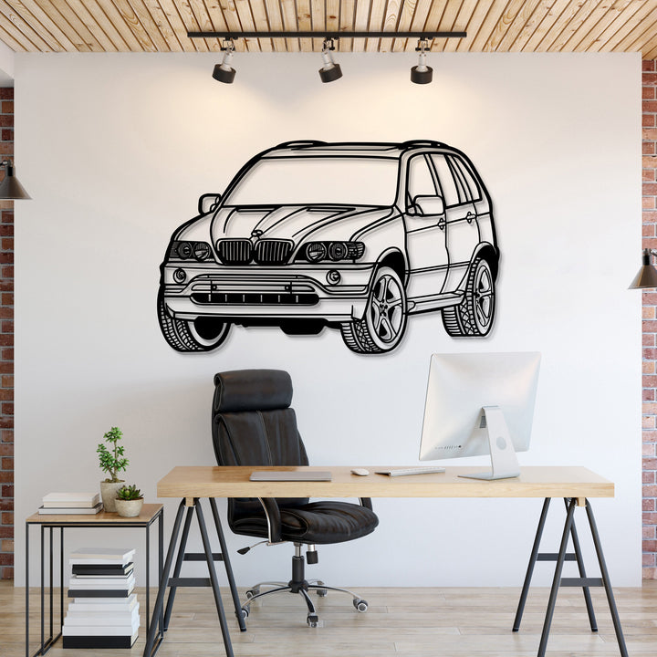 2002 X5 Perspective Metal Car Wall Art — precision-cut steel wall art