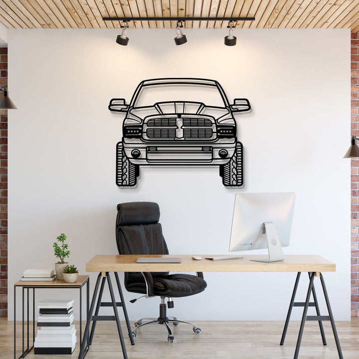 2003 RAM 2500 Front View Metal Car Wall Art — precision-cut steel wall art