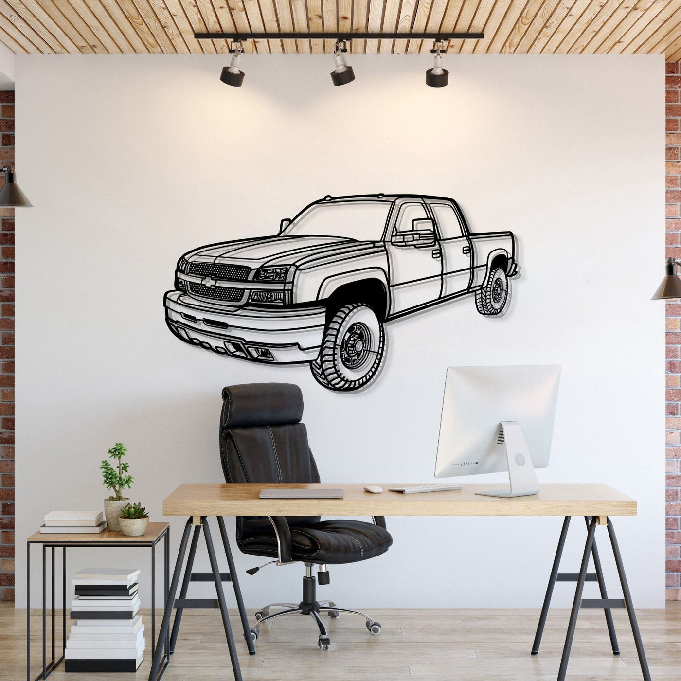 2003 Silverado 2500 Perspective Metal Car Wall Art