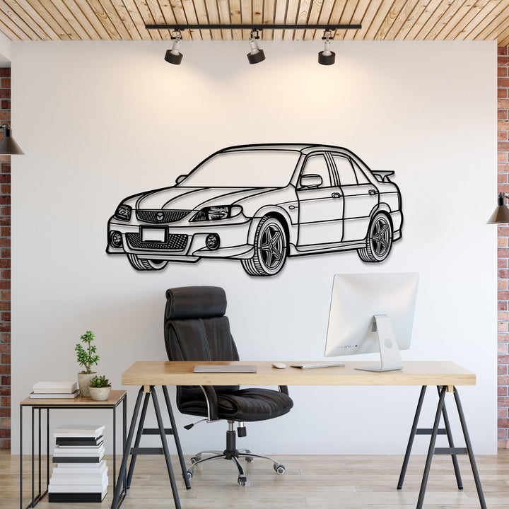 2003 Protege Perspective Metal Car Wall Art — precision-cut steel wall art