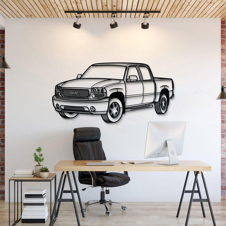 2005 Sierra Denali 1500 Crew Cab Perspective Metal Car Wall Art — precision-cut steel wall art