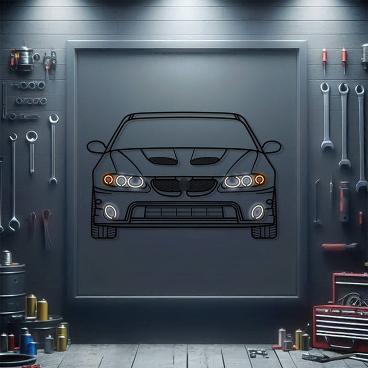 2006 Pontiac GTO Front View Metal Neon Car Wall Art — precision-cut steel wall art
