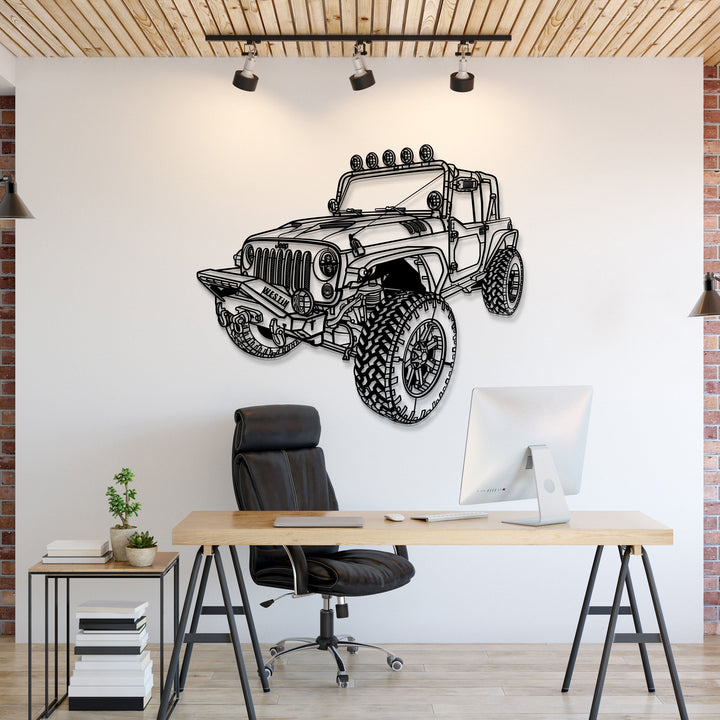 2007 Wrangler JK 2 Door Perspective Metal Car Wall Art — precision-cut steel wall art
