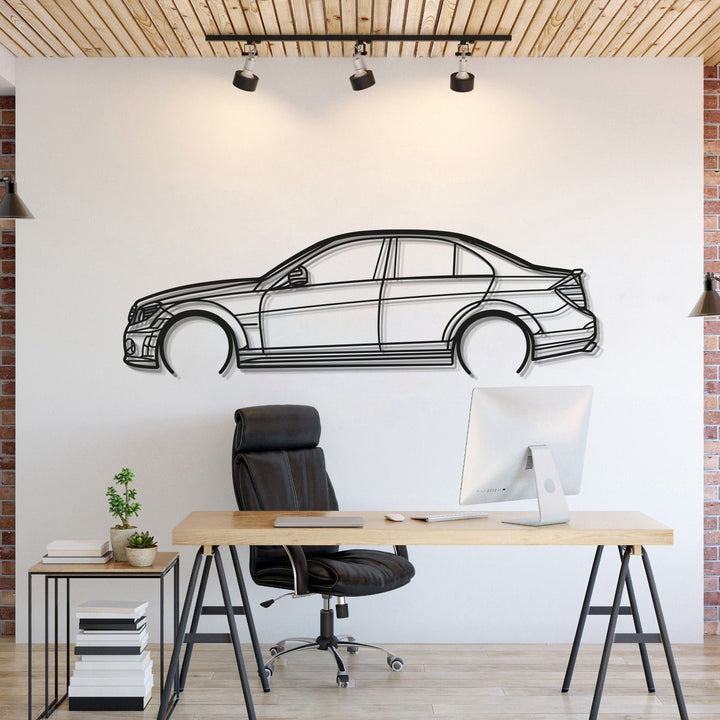 2009 C63 AMG Metal Car Wall Art — precision-cut steel wall art