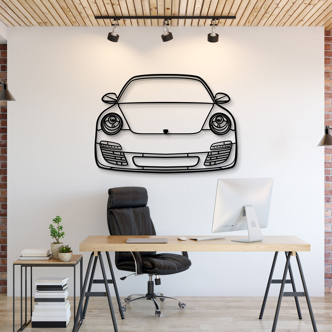 2009 911 Front View Metal Car Wall Art