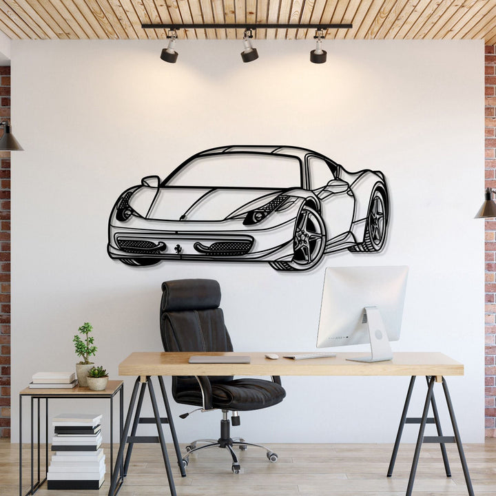 458 Italia Perspective Metal Car Wall Art — precision-cut steel wall art