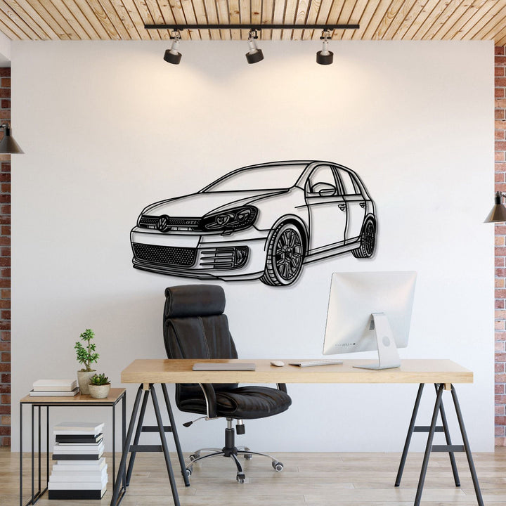 2011 Golf VI GTI Perspective Metal Car Wall Art — precision-cut steel wall art