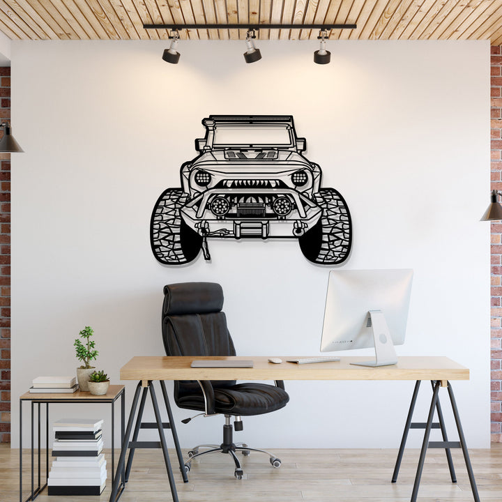 2012 Wrangler Custom Front View Metal Car Wall Art — precision-cut steel wall art
