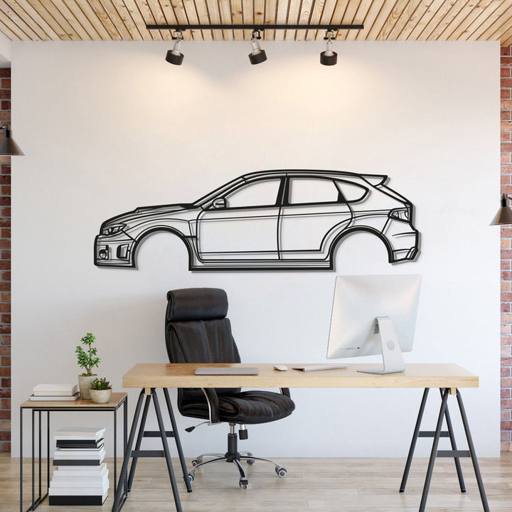 2013 WRX STI Hatchback Metal Car Wall Art — precision-cut steel wall art