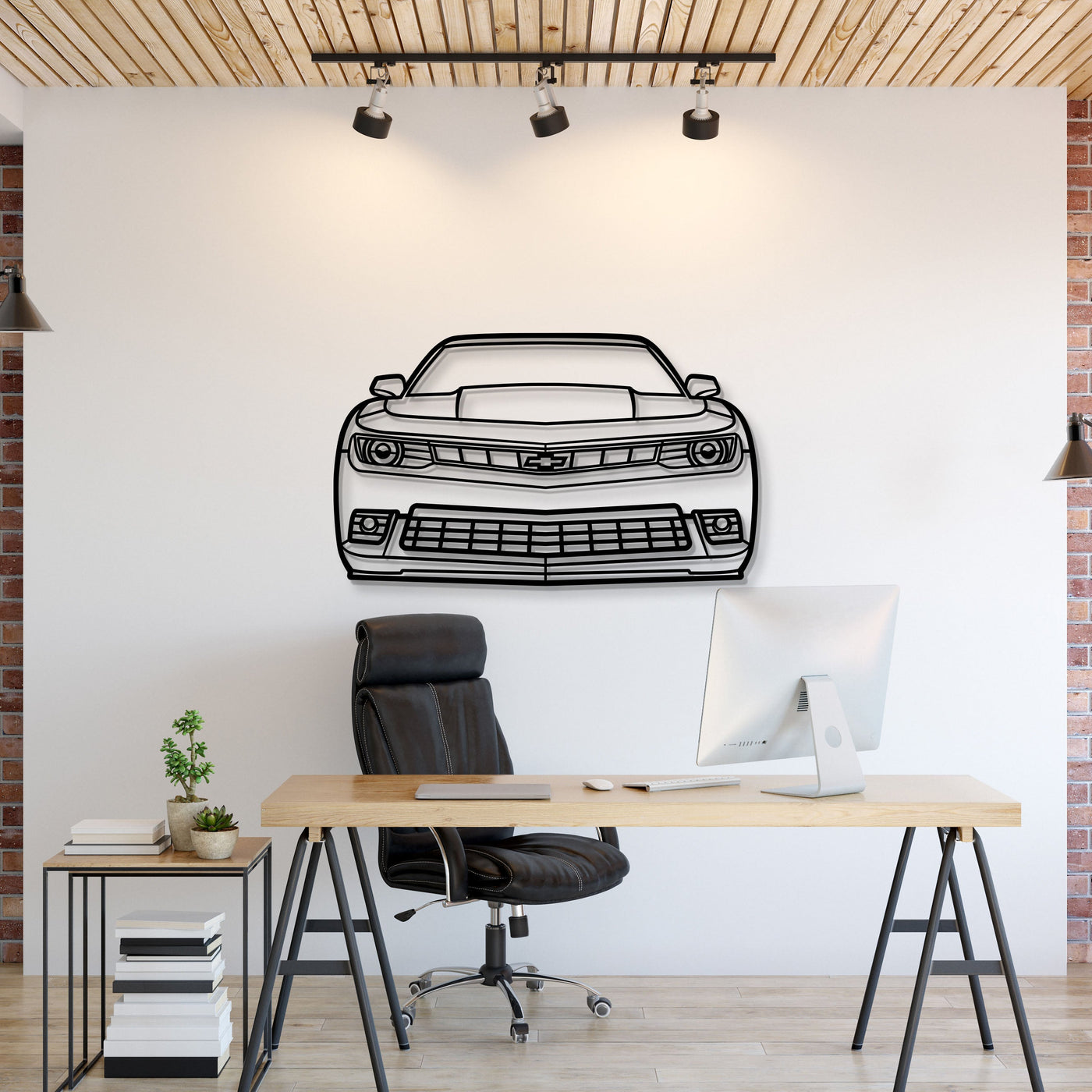 2014 Camaro Front View Metal Car Wall Art