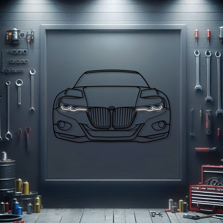 2015 3.0 CSL Hommage Front View Metal Neon Car Wall Art — precision-cut steel wall art