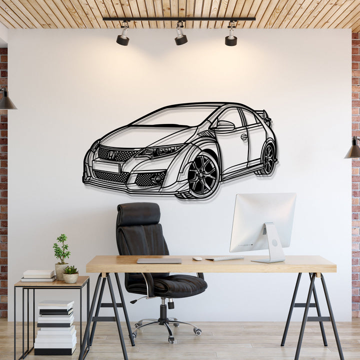 2015 Civic Type-R FK2 Perspective Metal Car Wall Art — precision-cut steel wall art