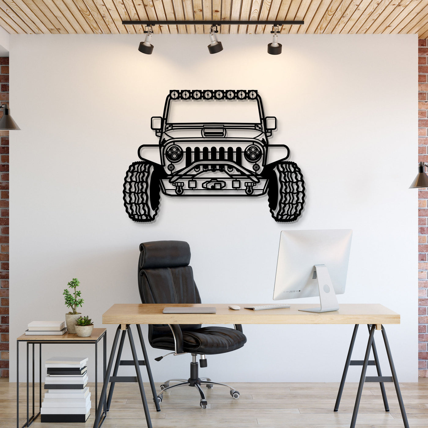 2015 Wrangler Custom Front View Metal Car Wall Art