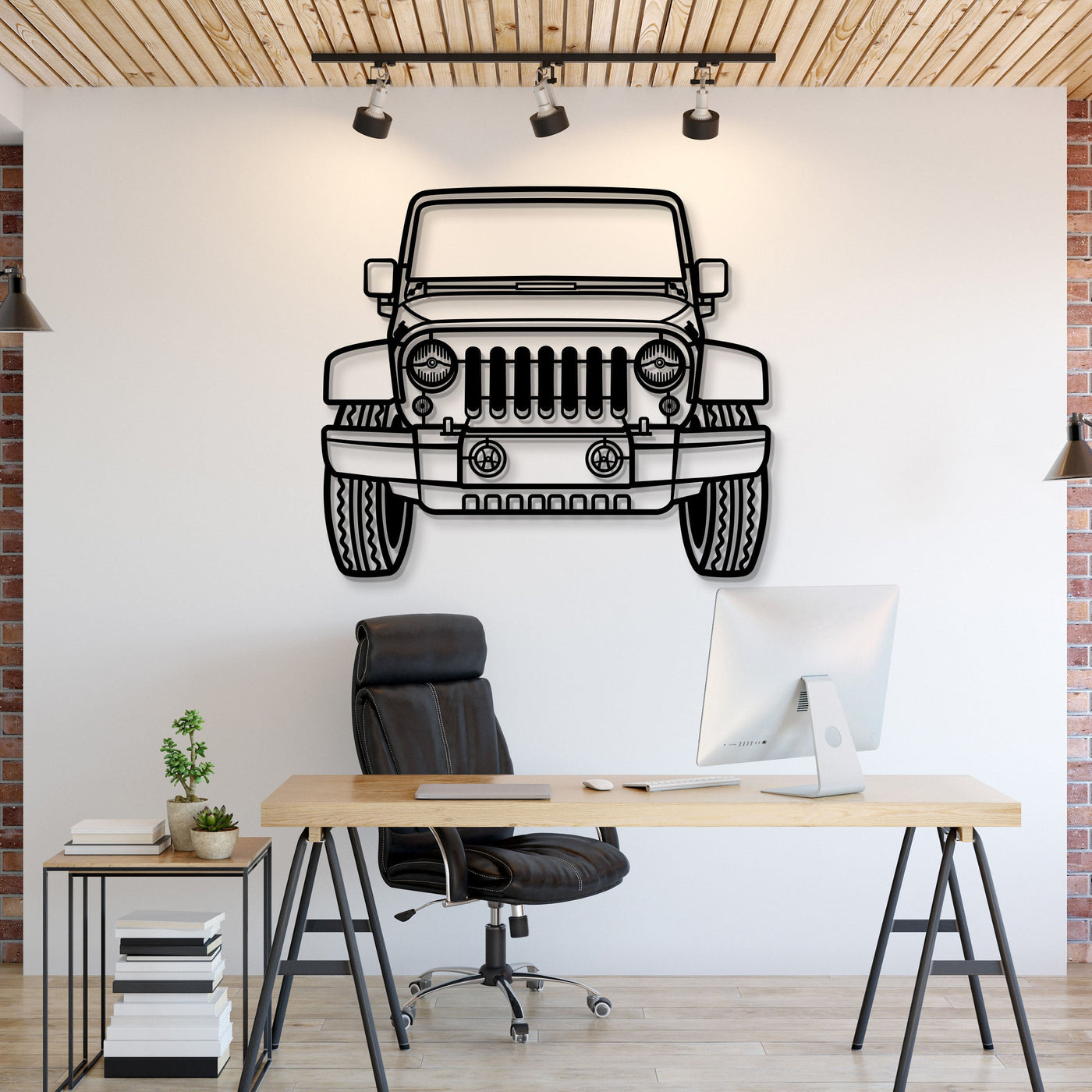 2015 Wrangler Front View Metal Car Wall Art
