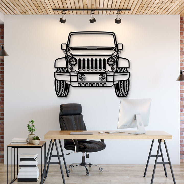 2015 Wrangler Front View Metal Car Wall Art — precision-cut steel wall art