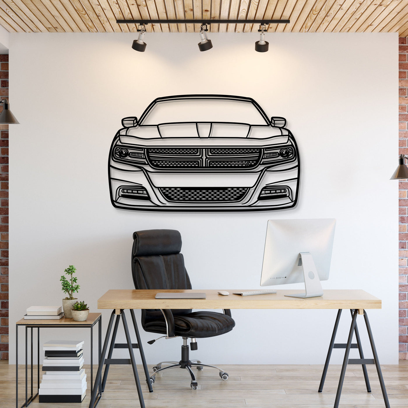 2016 Charger Front View Metal Car Wall Art