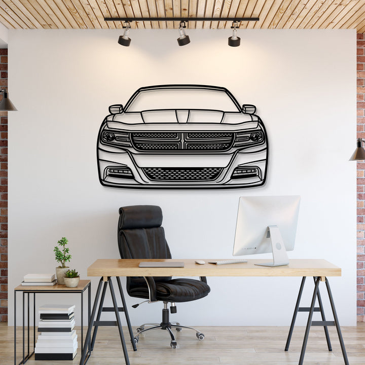2016 Charger Front View Metal Car Wall Art — precision-cut steel wall art