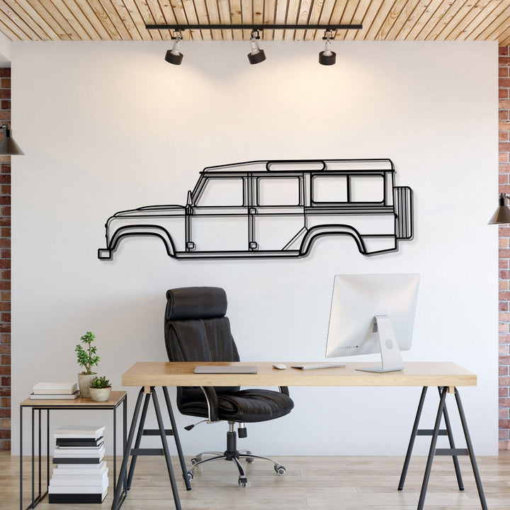 2016 Defender 110 Metal Car Wall Art — precision-cut steel wall art