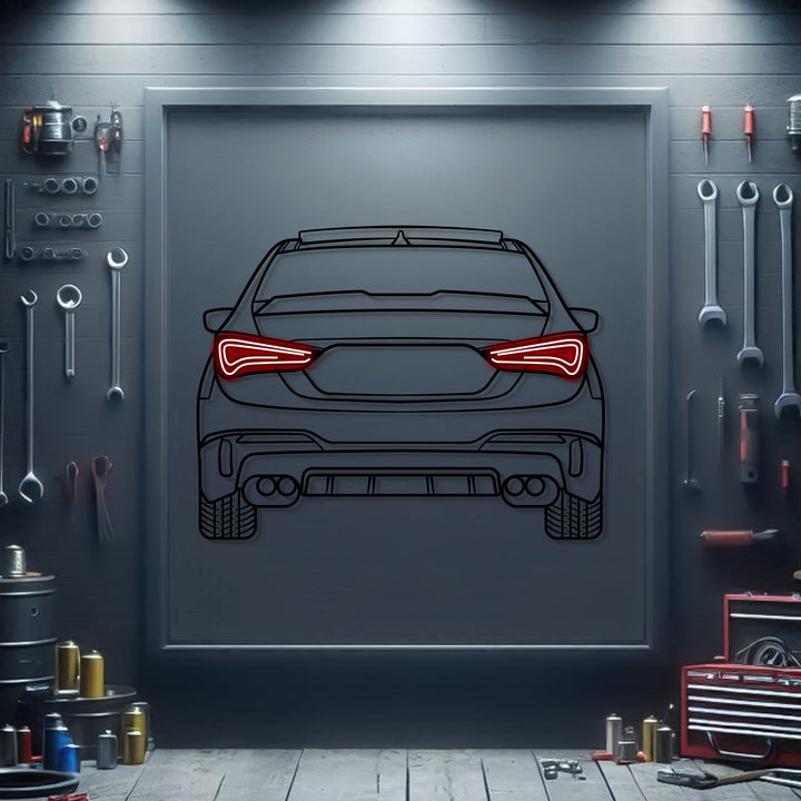 2016 Hyundai Solaris Back View Metal Neon Car Wall Art — precision-cut steel wall art