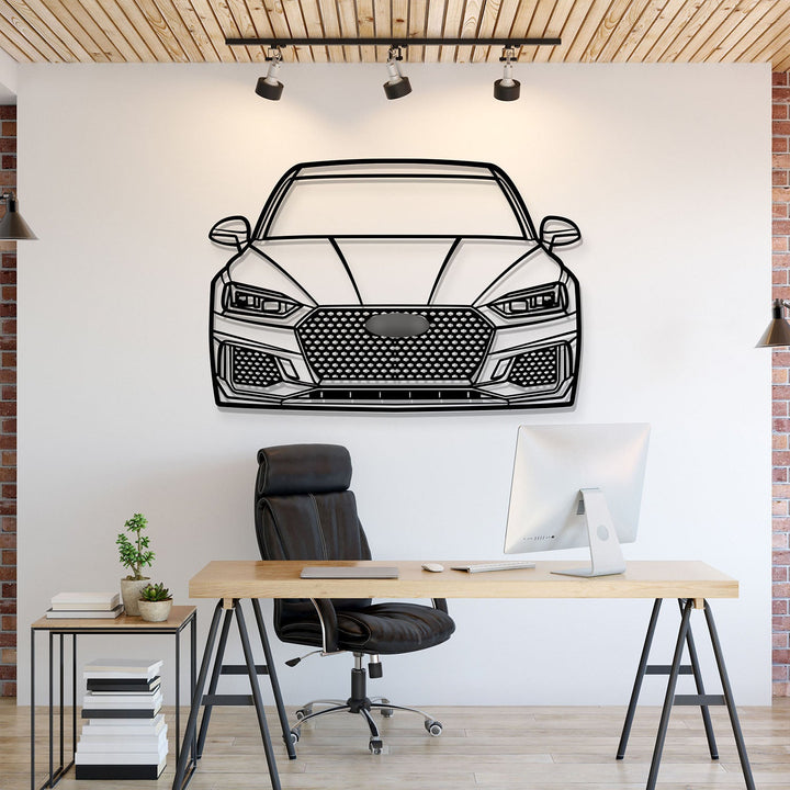 2018 RS5 Front View Metal Car Wall Art — precision-cut steel wall art