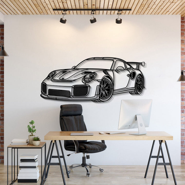 2018 911 GT2 RS Perspective Metal Car Wall Art — precision-cut steel wall art