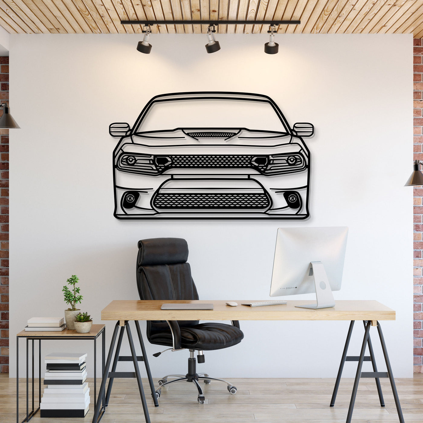 2019 Charger Front View Metal Car Wall Art