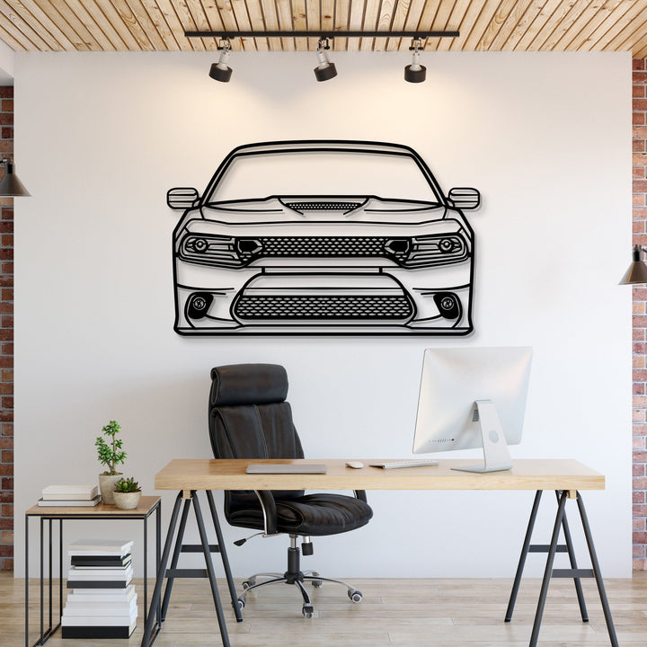 2019 Charger Front View Metal Car Wall Art — precision-cut steel wall art