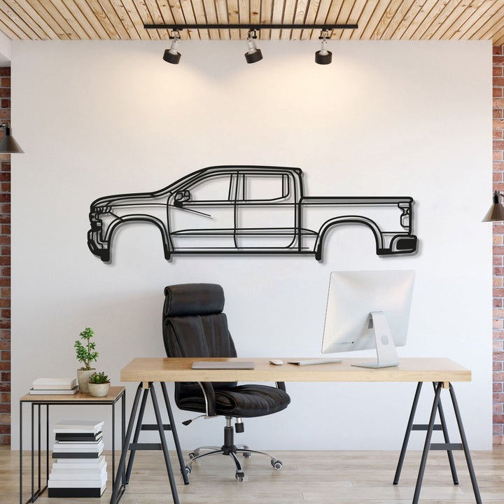 2019 Silverado 1500 4th Gen Metal Car Wall Art — precision-cut steel wall art