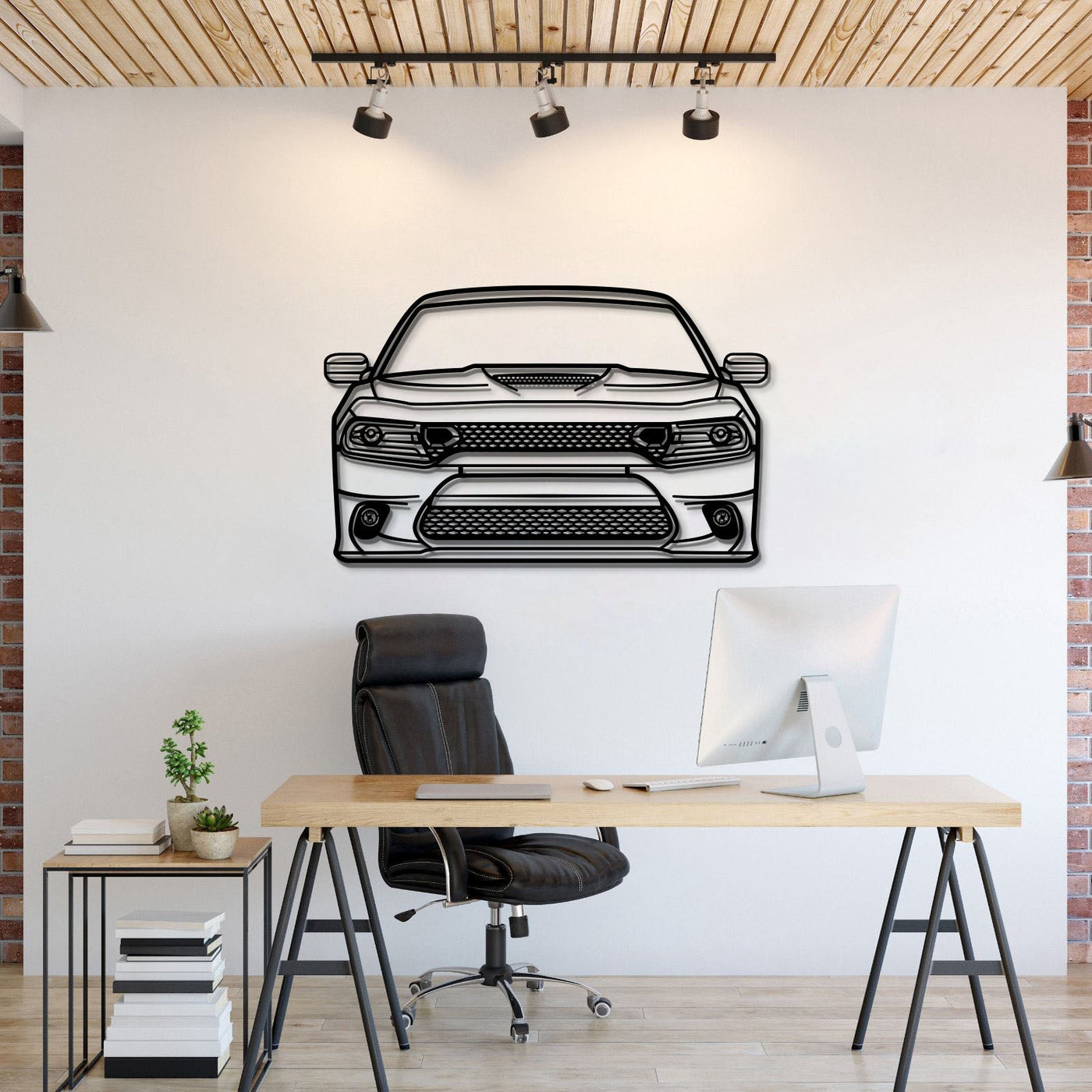 2019 Charger Front View Metal Car Wall Art