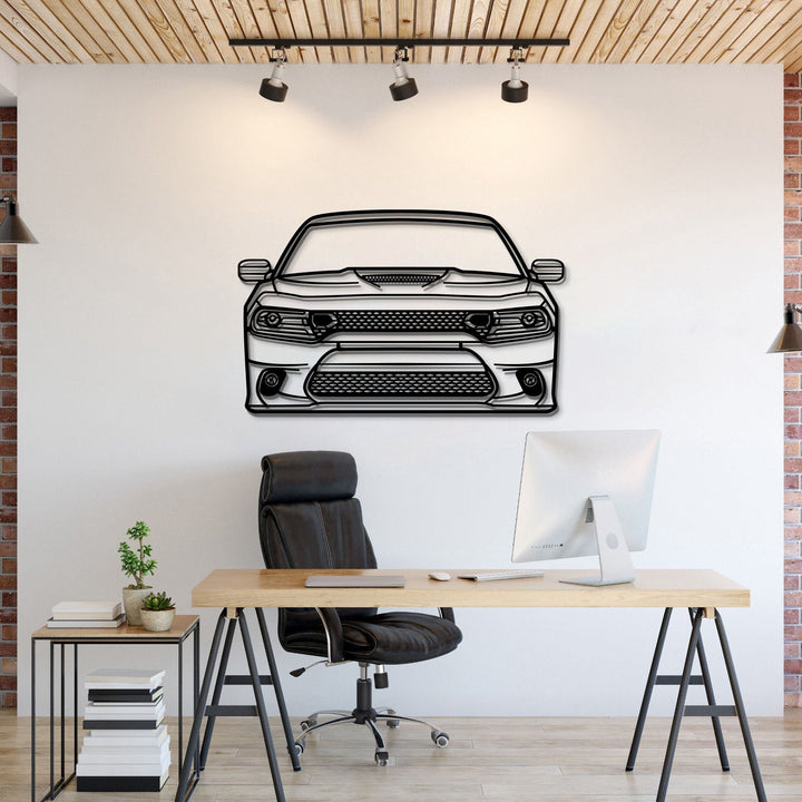 2019 Charger Front View Metal Car Wall Art — precision-cut steel wall art