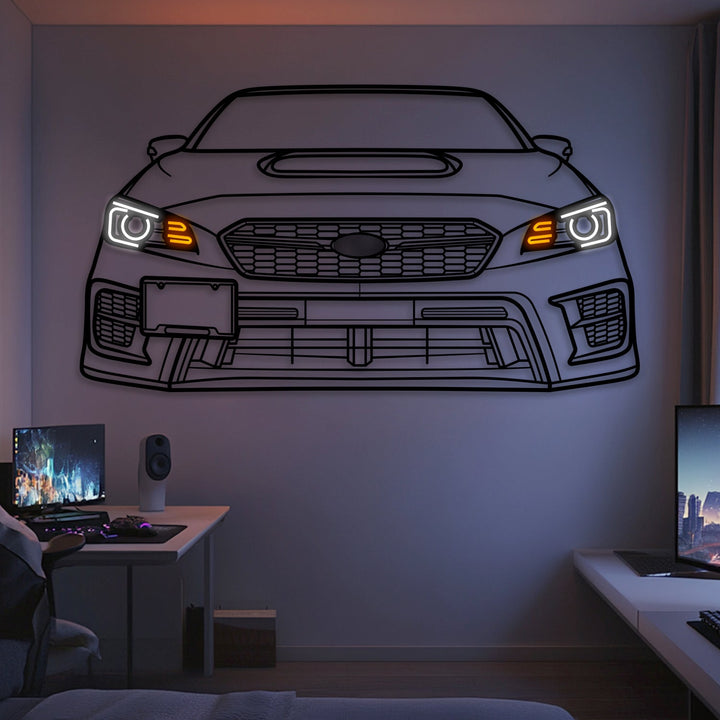 2020 WRX STI View Front  Metal Neon Car Wall Art — precision-cut steel wall art