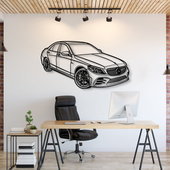 2020 C43 AMG Perspective Metal Car Wall Art — precision-cut steel wall art