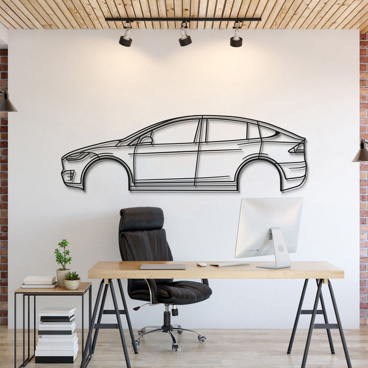 2020 Model X Performance Metal Car Wall Art — precision-cut steel wall art