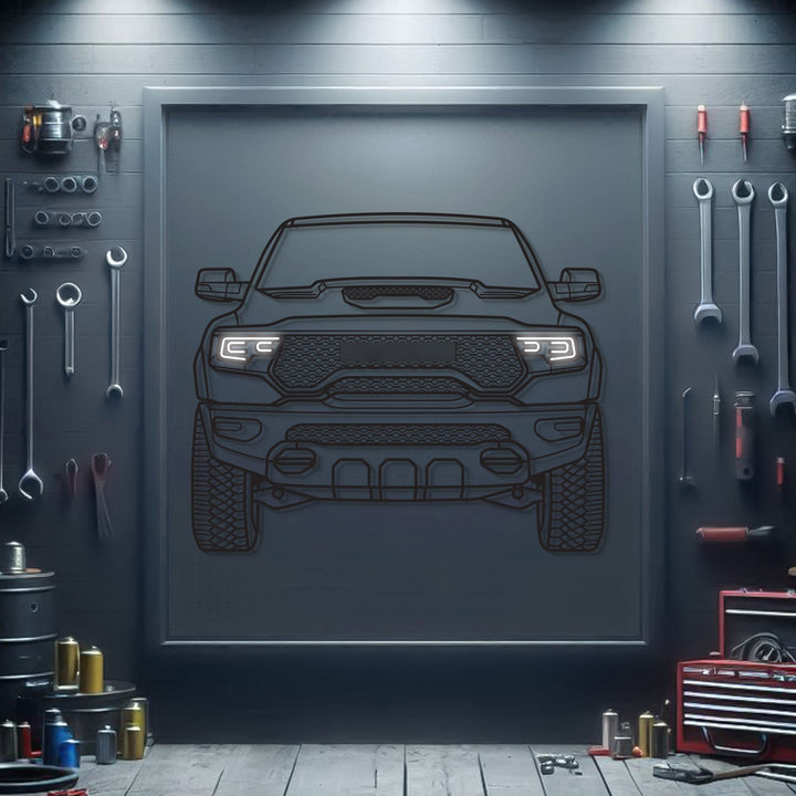 RAM 1500 TRX Front View Metal Neon Car Wall Art — precision-cut steel wall art