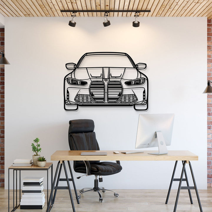 2022 M3 Front View Metal Car Wall Art — precision-cut steel wall art