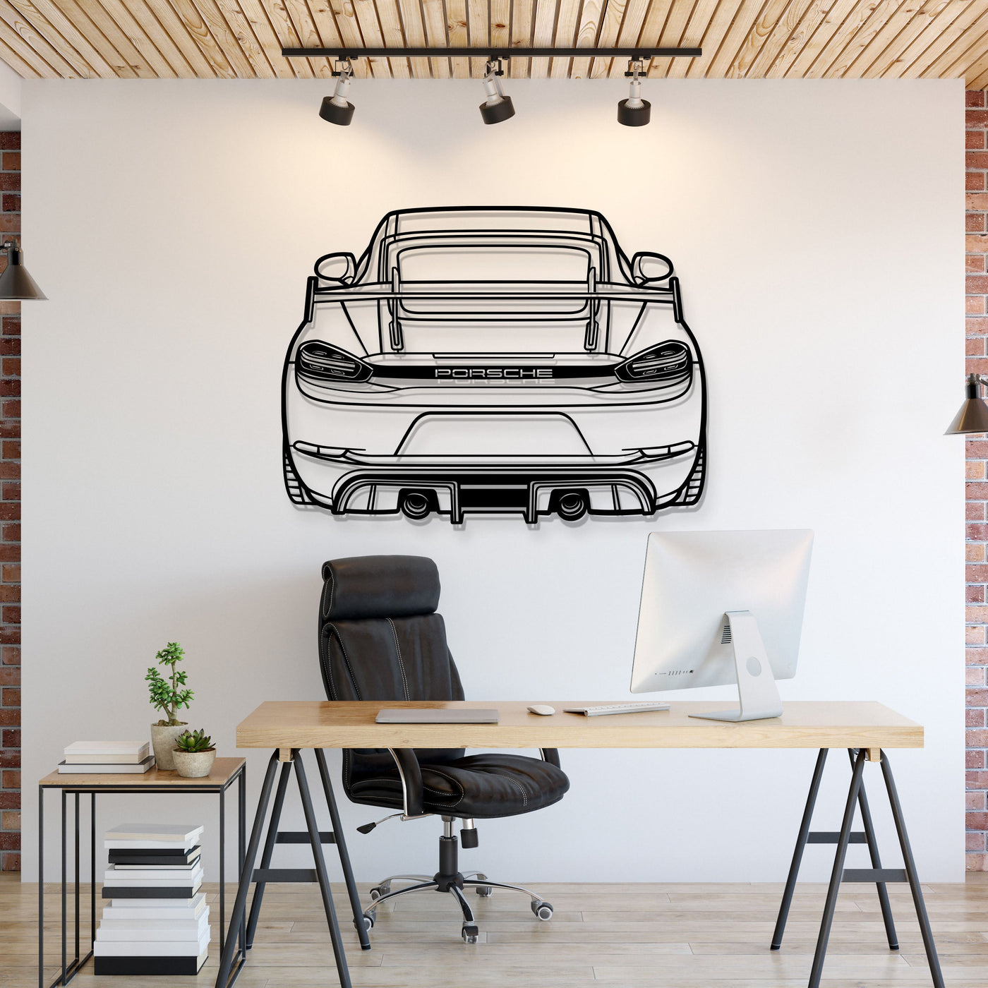 2022 718 GT4 Back View Metal Car Wall Art