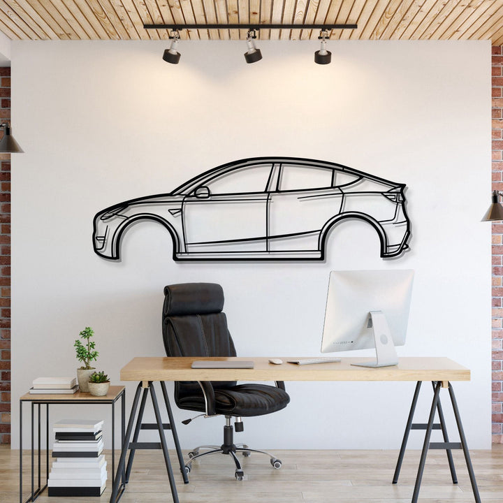 2022 Model Y Metal Car Wall Art — precision-cut steel wall art