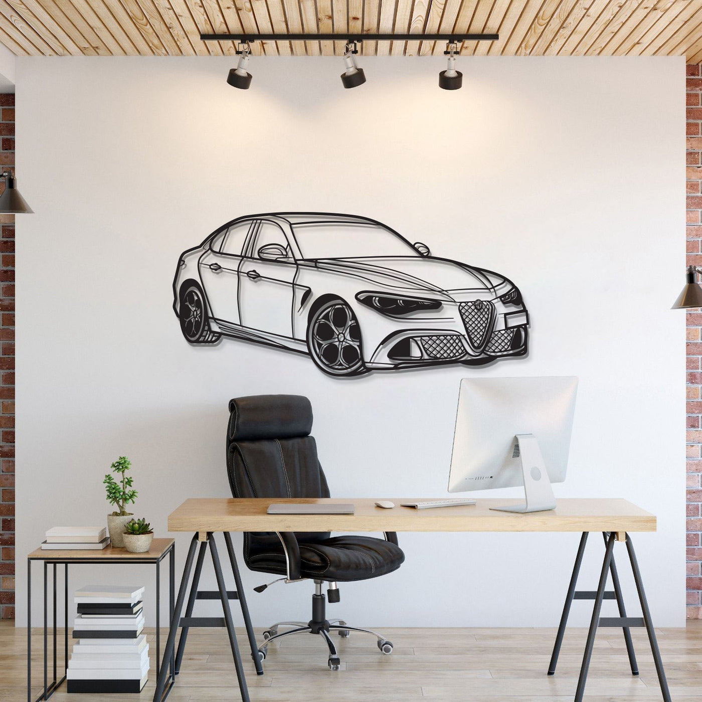 2023 Giulia Quadrifoglio 100th Anniversary Perspective Metal Car Wall Art