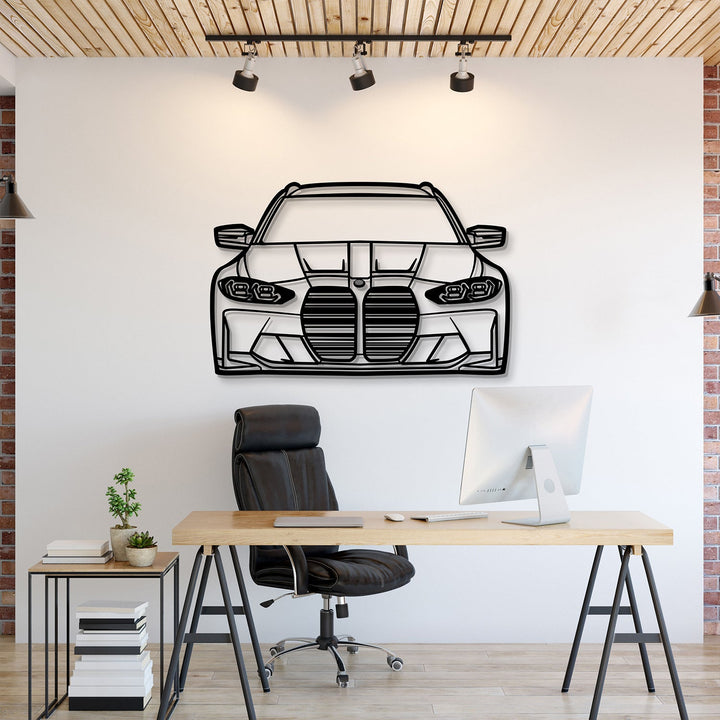 2023 G81 M3 Touring Front View Metal Car Wall Art — precision-cut steel wall art