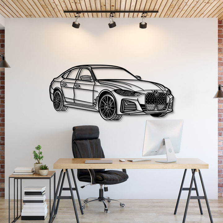 2023 I4 Perspective Metal Car Wall Art — precision-cut steel wall art