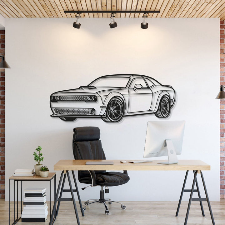 2023 Challenger Perspective Metal Car Wall Art — precision-cut steel wall art