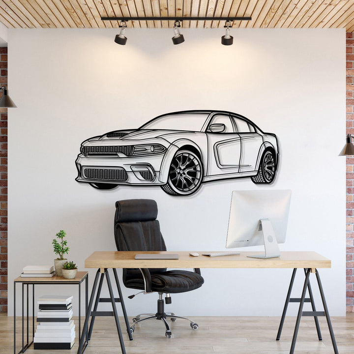 2023 Charger Perspective Metal Car Wall Art — precision-cut steel wall art