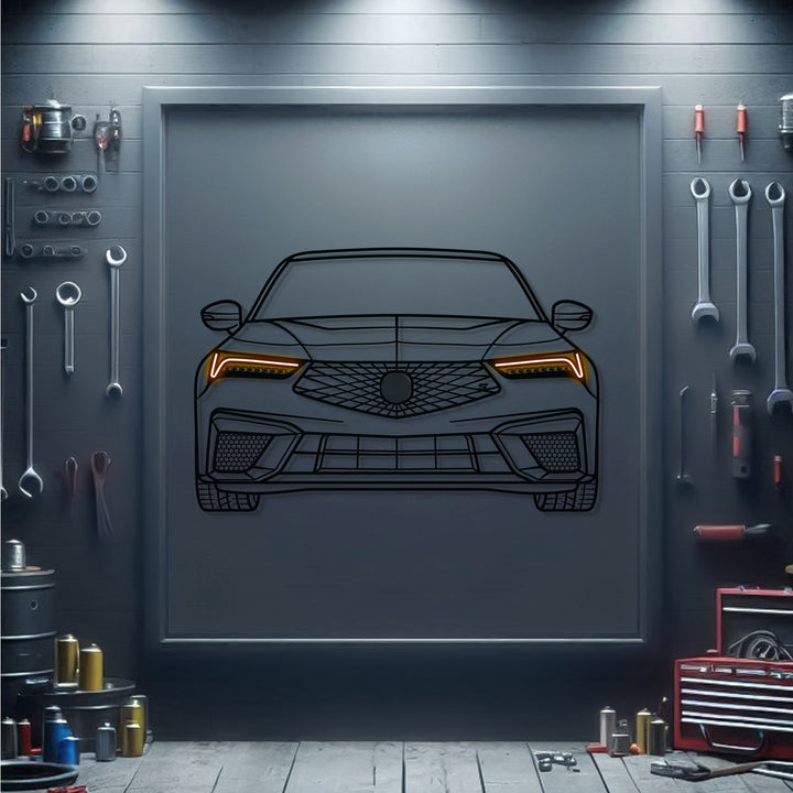 2024 Integra Type S Front View Metal Neon Car Wall Art — precision-cut steel wall art