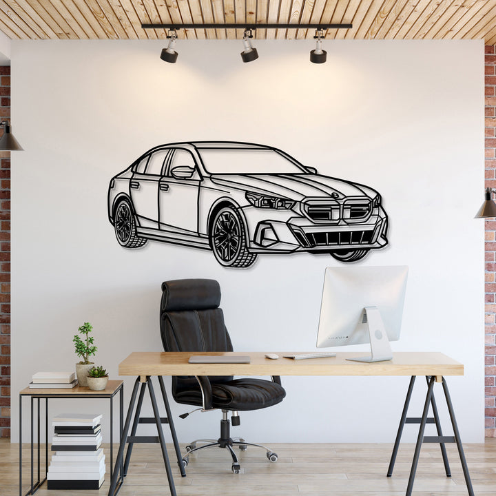 2024 5ER Limousine Perspective Metal Car Wall Art — precision-cut steel wall art