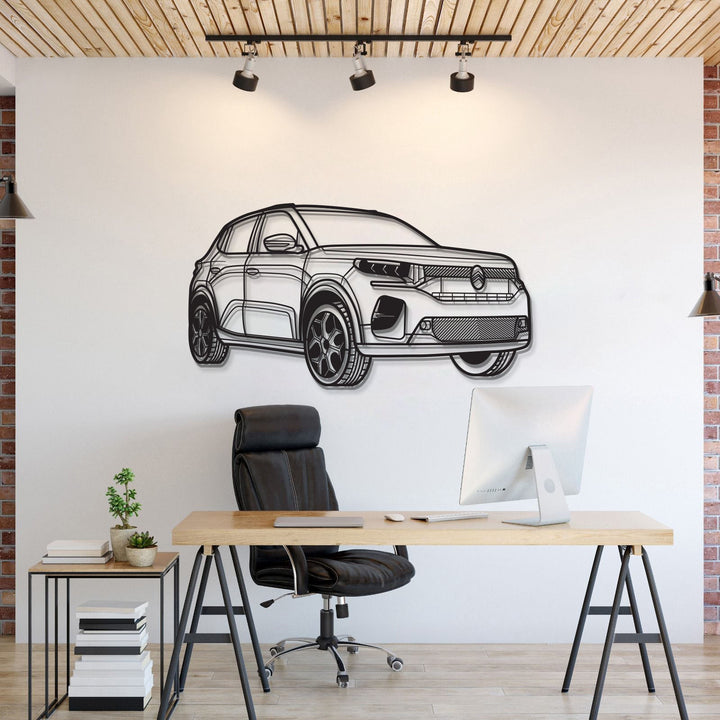 E C3 Perspective Metal Car Wall Art — precision-cut steel wall art